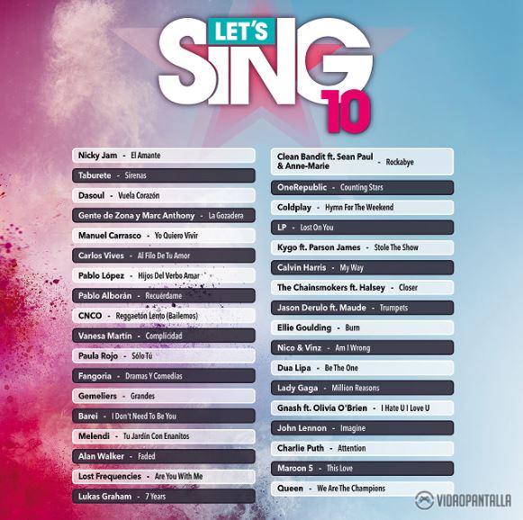 Let's Sing 10 confirma su listado de éxitos musicales