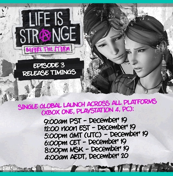 El lanzamiento del Ep3 de Life is Strange: Before the Storm será global